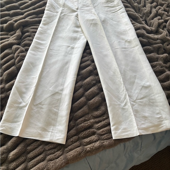 LOFT white linen trousers slacks - wide leg, worn once - Picture 7 of 10